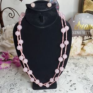 Rose Pink Necklace & Earring set